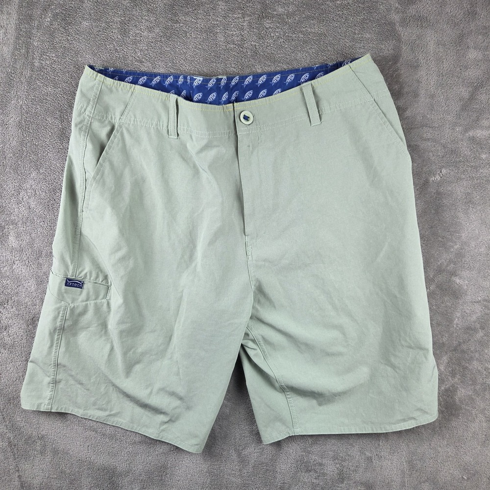 Aftco Fishing Mint Green Hybrid Chino Shorts Mens 34 Stretch Performance
